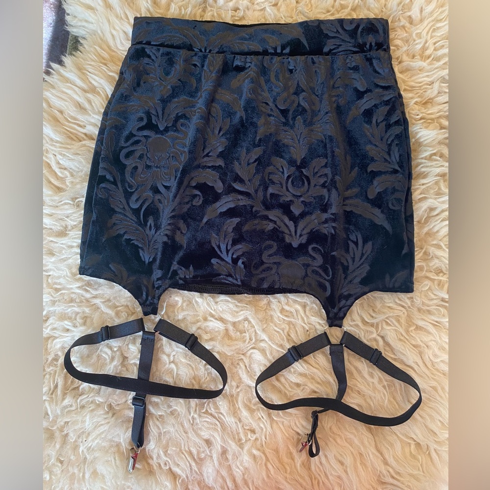 Black and Blue Velvet Garter Skirt